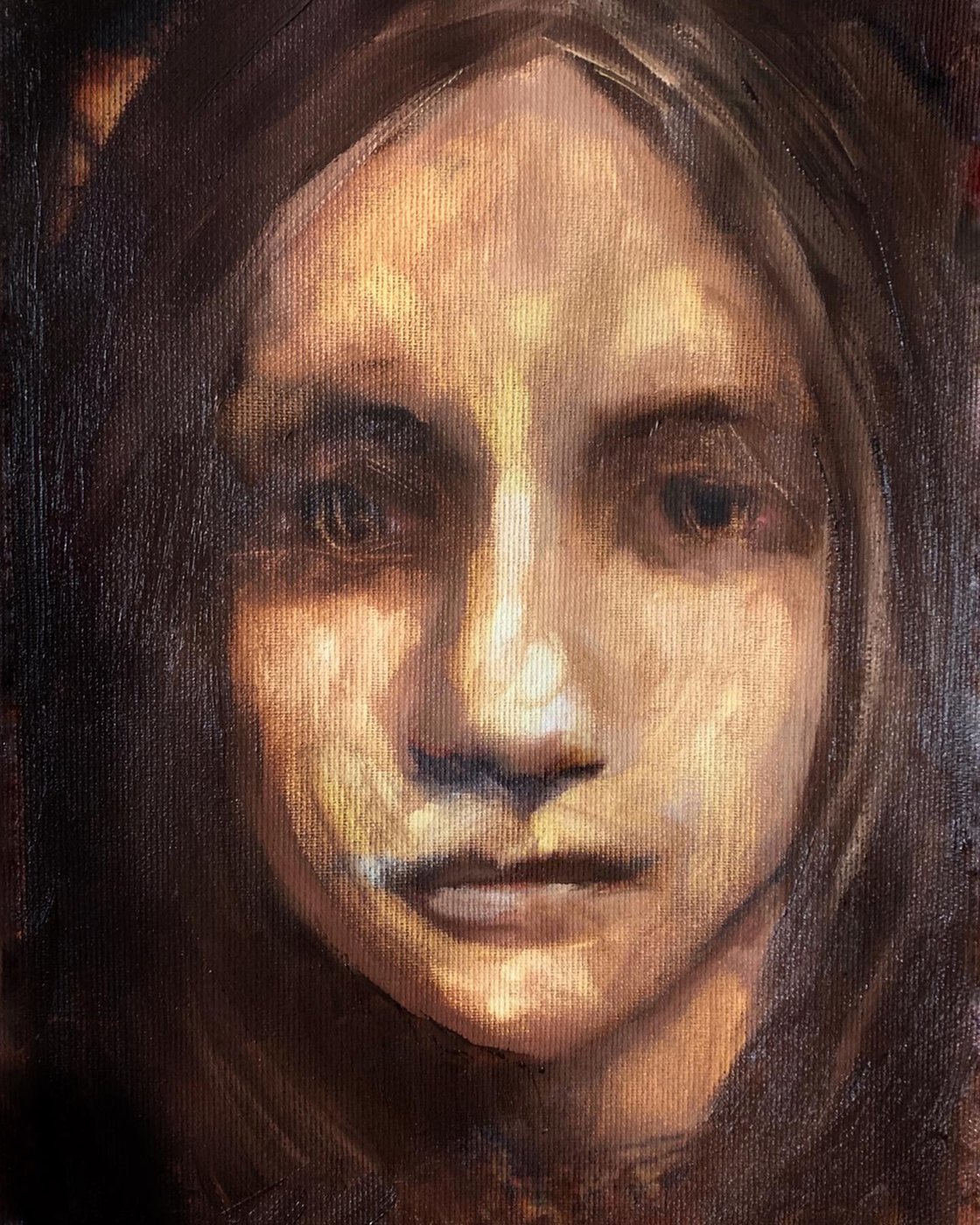 A painting titled 'Girls Face by Ryan  Louder' by Ryan Louder