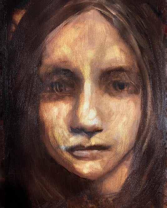 A painting titled 'Girls Face by Ryan  Louder' by Ryan Louder