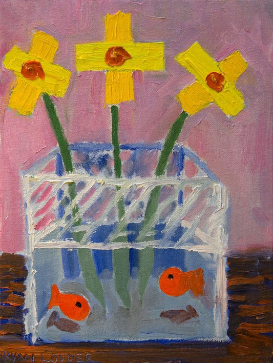 Daffodils and Goldfish Painting by Ryan Louder