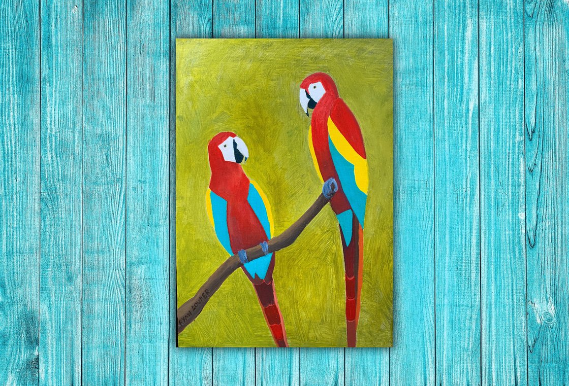 A painting titled 'Two Birds by Ryan  Louder' by Ryan Louder