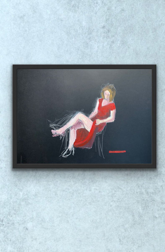 Woman in Red Sitting - Study by Ryan  Louder