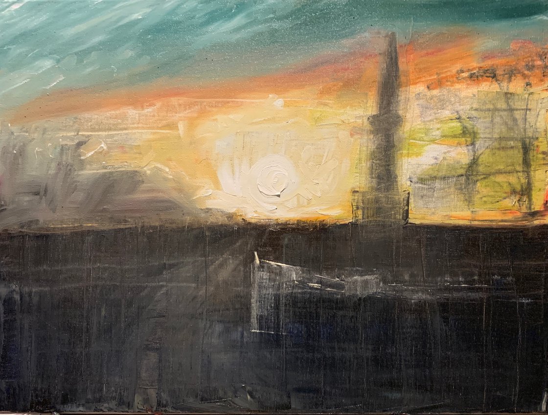 A painting titled 'Dusk In The Park by Ryan  Louder' by Ryan Louder