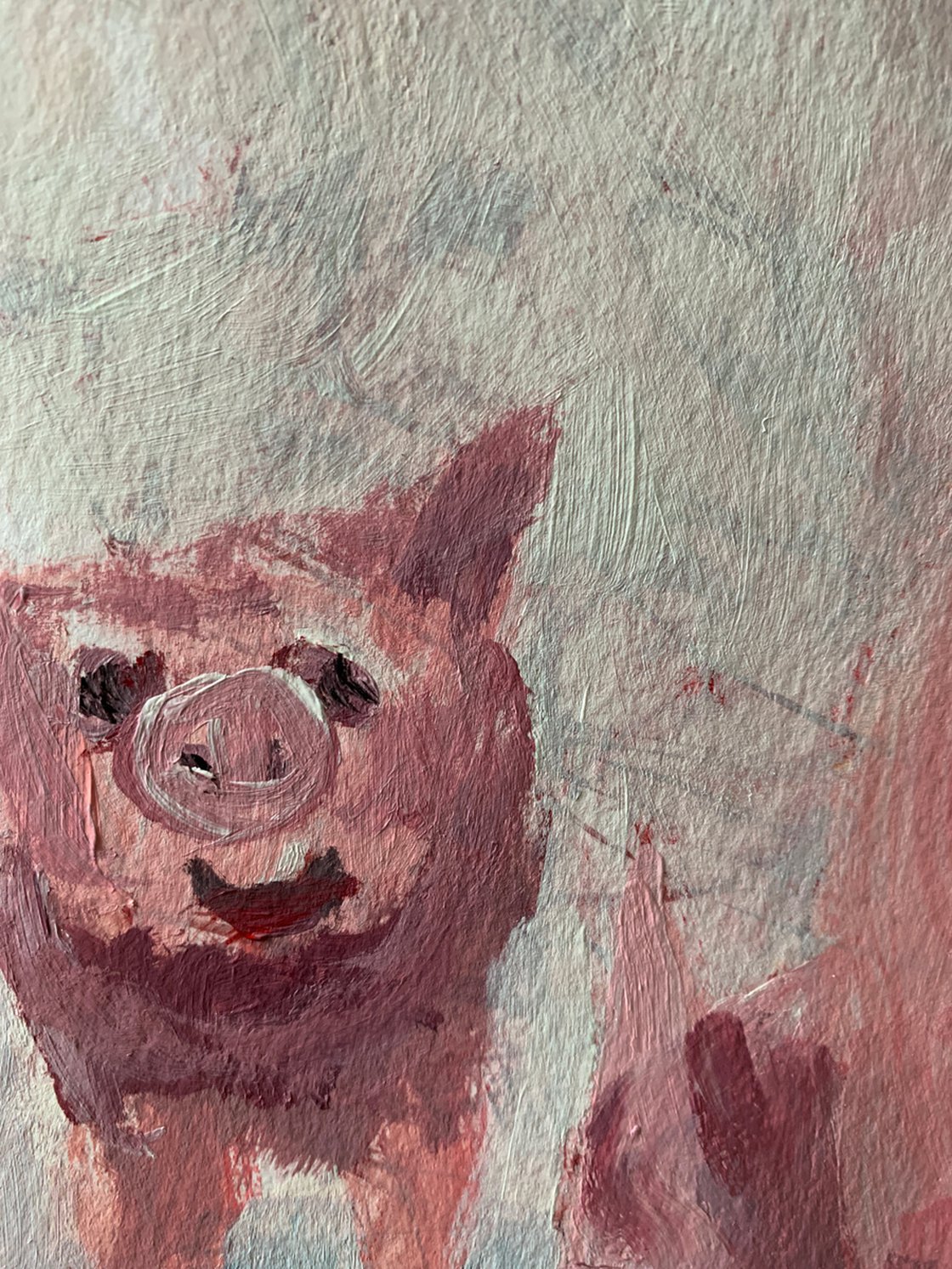 A painting titled 'The Hand Standing Pig by Ryan  Louder' by Ryan Louder