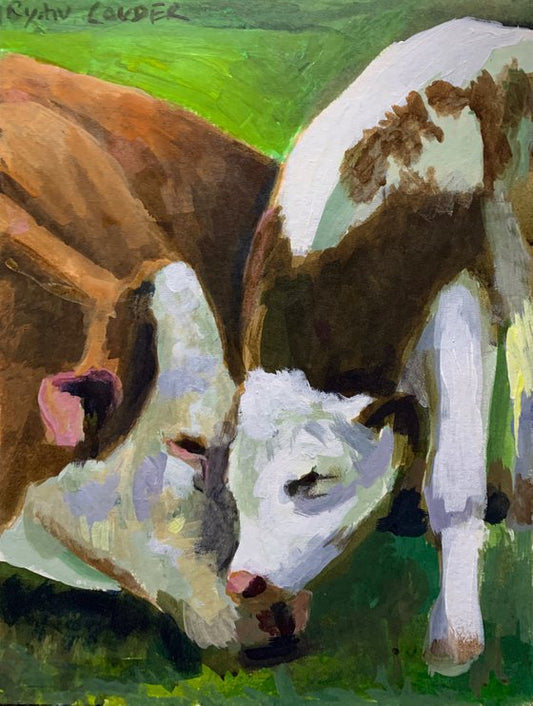 Cow and Calf Painting by Ryan Louder