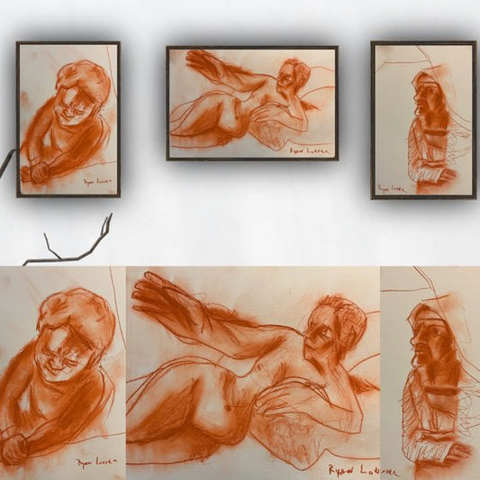 Three Study’s Of Rembrandts Danae Painting by Ryan Louder