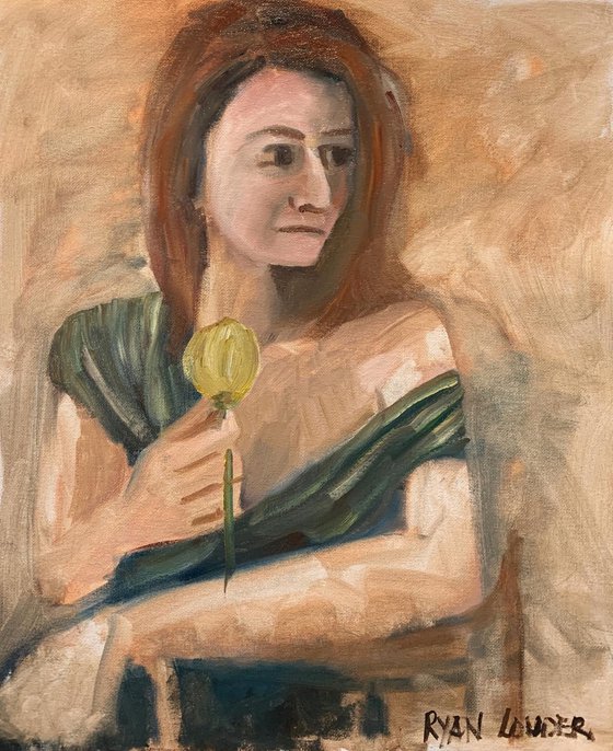 Woman with Tulip Painting by Ryan Louder