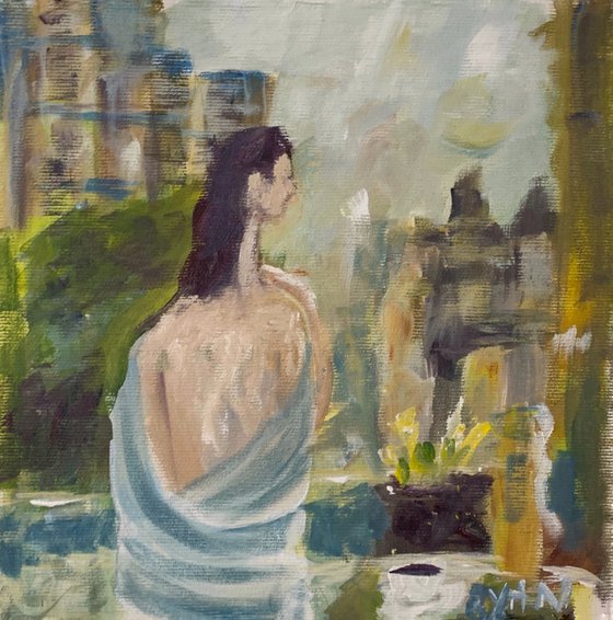 Morning Coffee On Balcony In Paris Painting by Ryan Louder