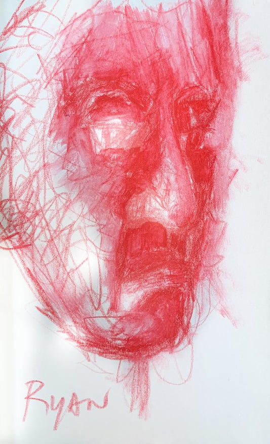 Small Portrait Of A Man in Red Painting by Ryan Louder