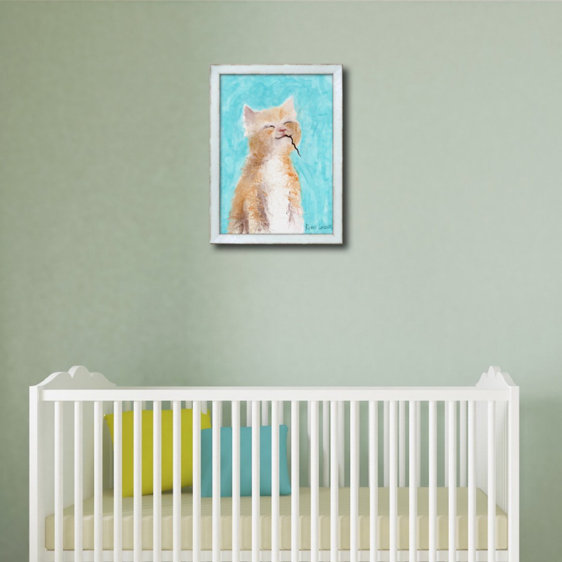 A painting titled 'Kitten Extremely Proud Of Himself by Ryan  Louder' by Ryan Louder