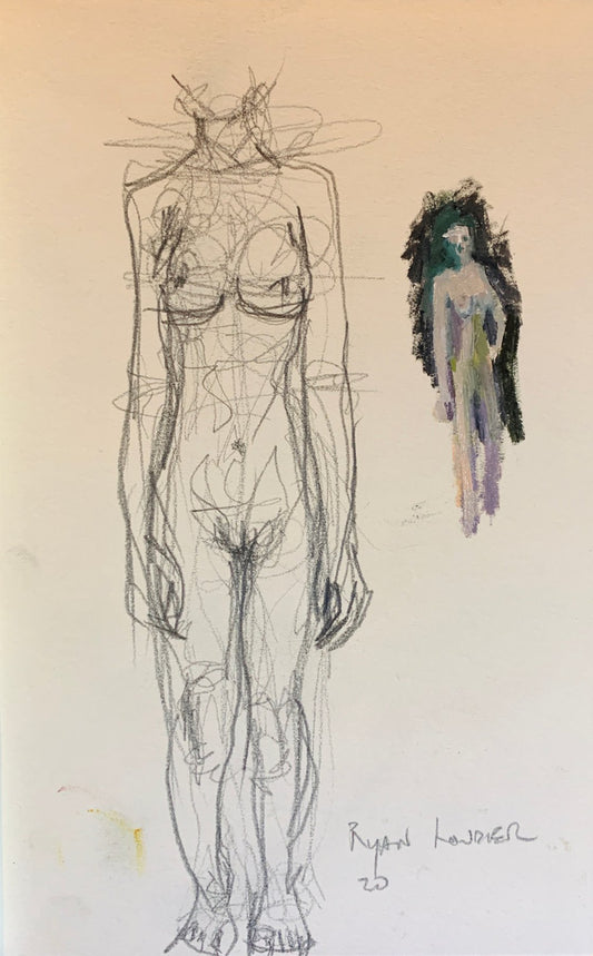 A painting titled 'Nude Study Drawing 5 by Ryan  Louder' by Ryan Louder