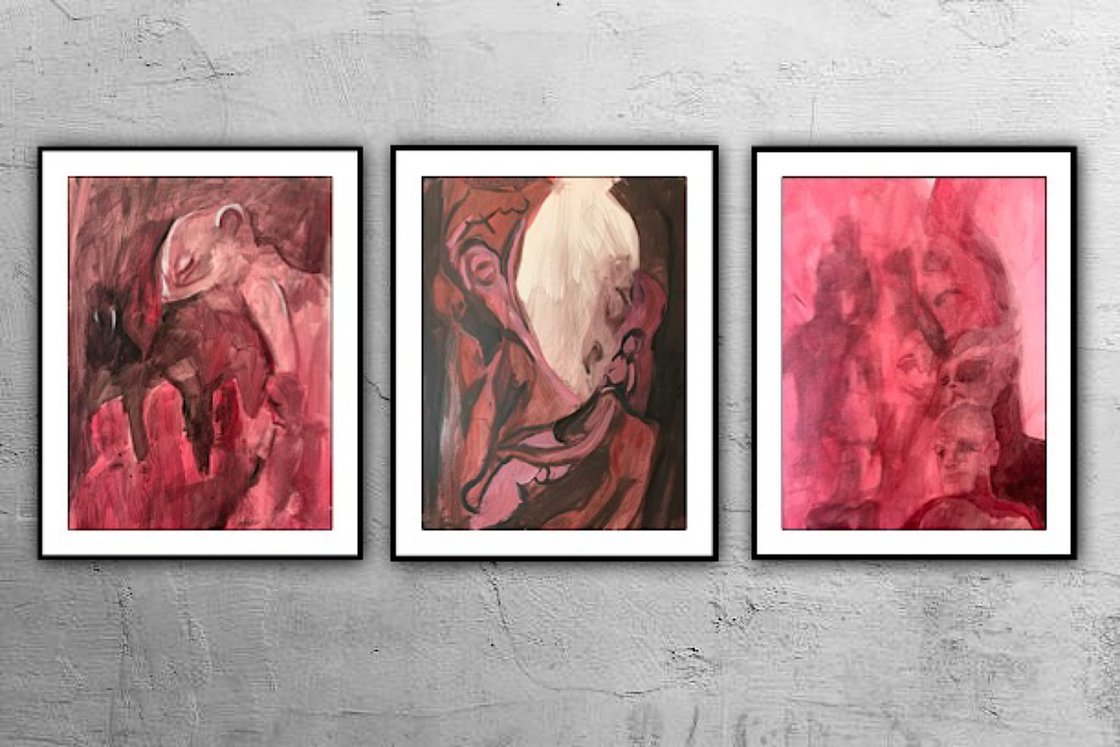 Three Dream Study’s In Red by Ryan  Louder - Surreal Multi-Layered Vision - Surreal Artistic Vision