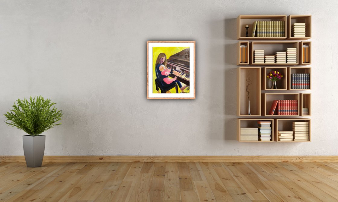 A painting titled 'Piano Lesson by Ryan  Louder' by Ryan Louder