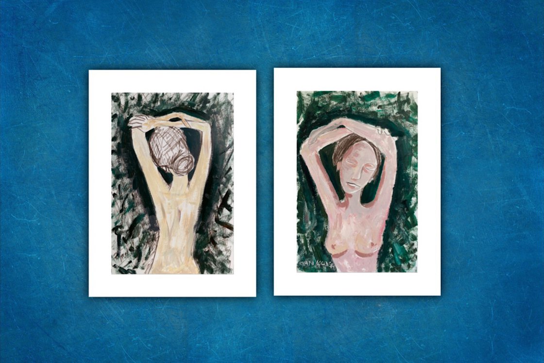 A painting titled 'Two Figure Study’s 9x12 by Ryan  Louder' by Ryan Louder