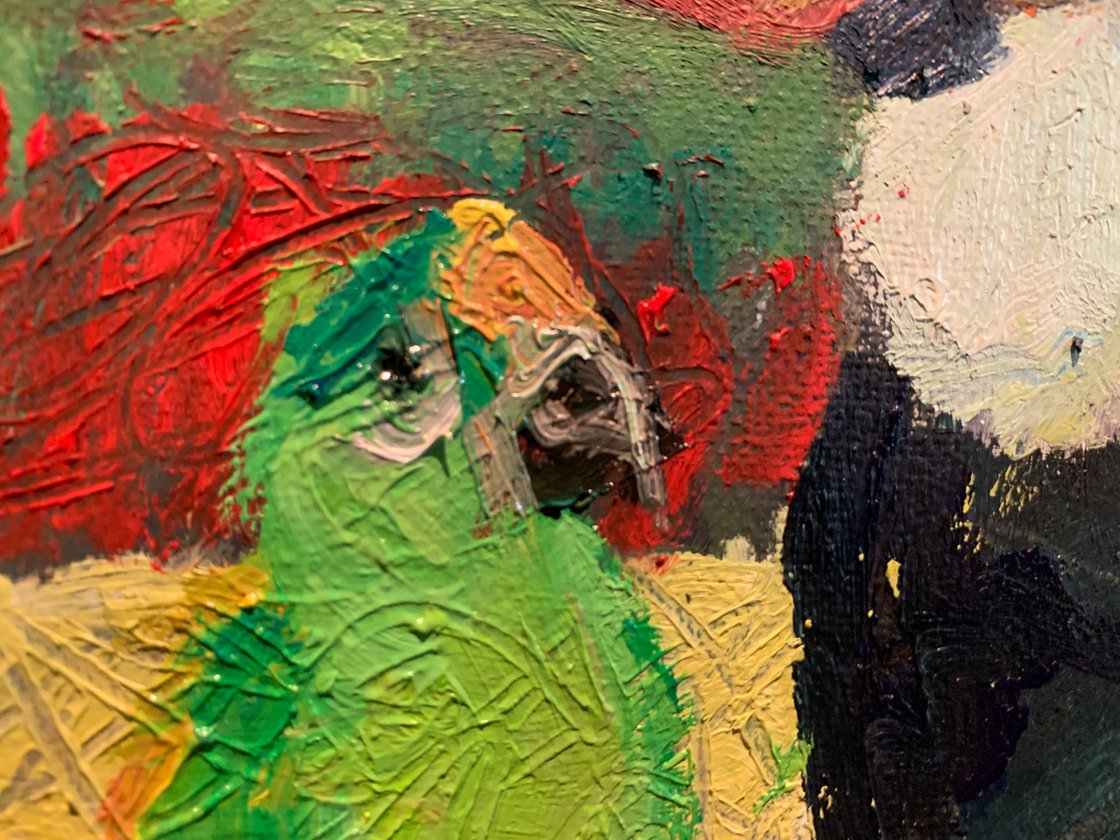 A painting titled 'Toucans and Conures by Ryan  Louder' by Ryan Louder