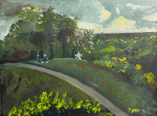 A painting titled 'London Park At Dusk by Ryan  Louder' by Ryan Louder