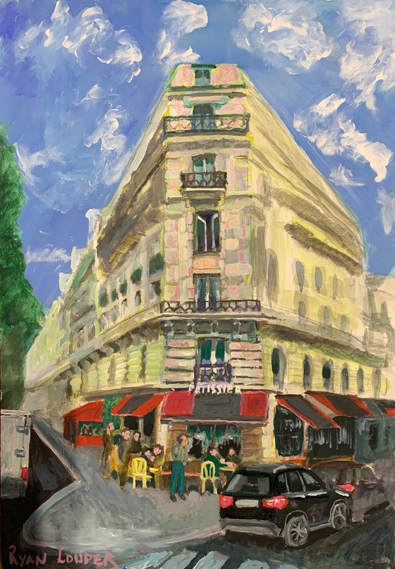 Cafe in Paris “Montmatre” Painting by Ryan Louder