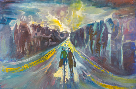 A painting titled 'Running Away' by London Paintings