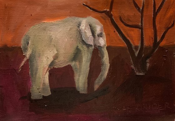 Elephant by the River Painting by Ryan Louder