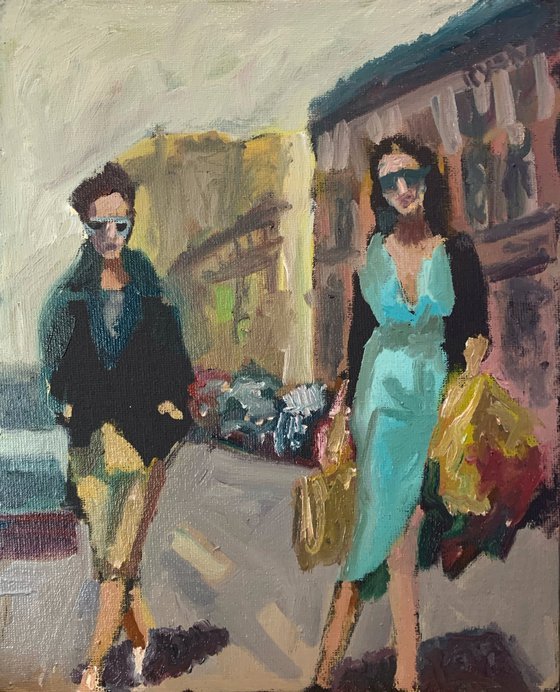 Shopping In The City Painting by Ryan Louder