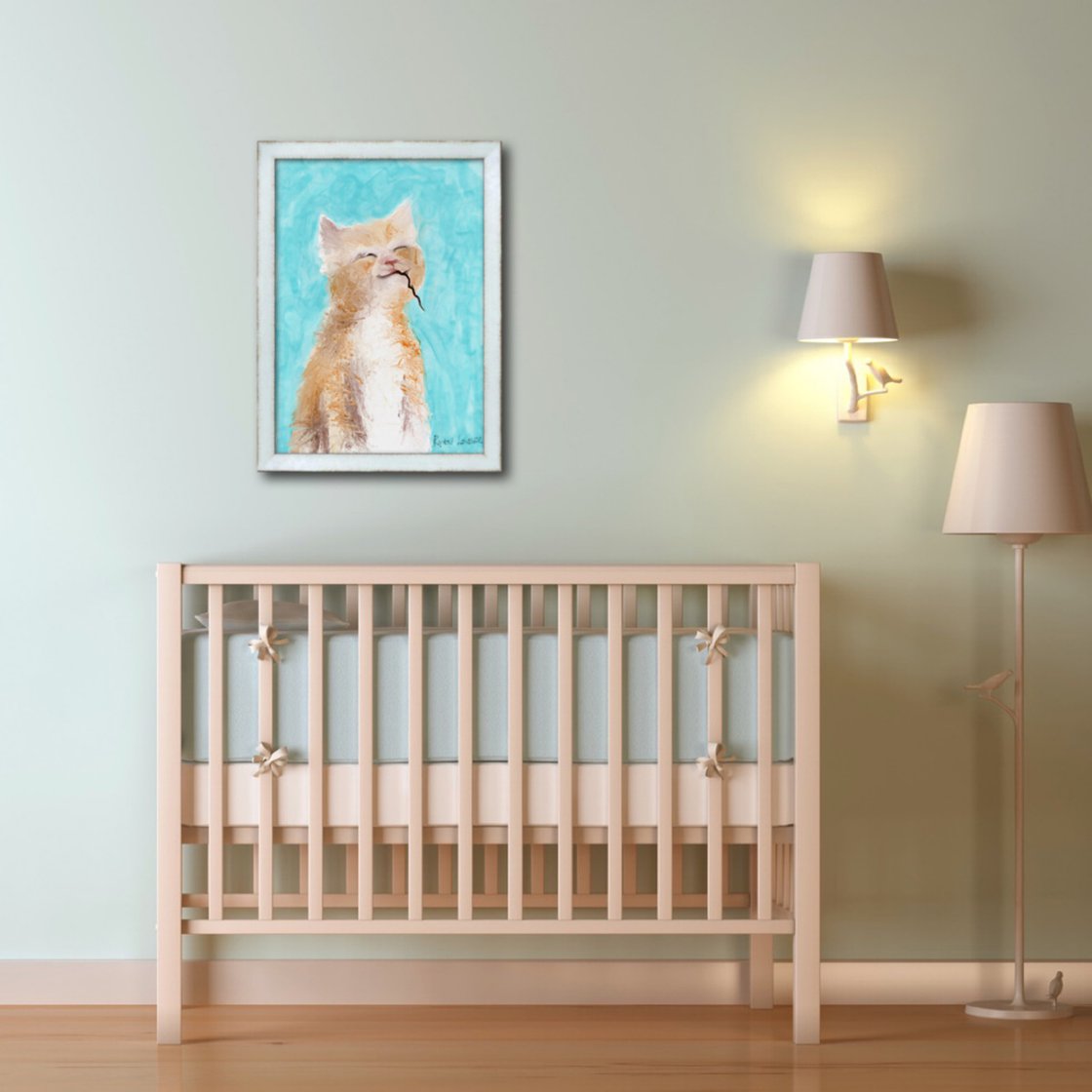 A painting titled 'Kitten Extremely Proud Of Himself by Ryan  Louder' by Ryan Louder
