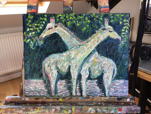 Two Giraffes by Ryan  Louder - Sold - Surreal Multi-Layered Vision - Emotional Expression