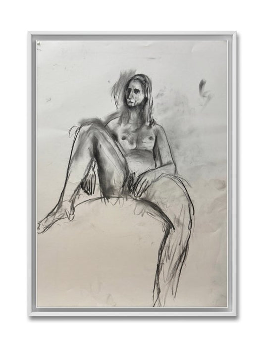 Nude Zoma 2 - 16x23 Oil and Charcoal On Paper Painting by Ryan Louder