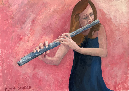 Flute Player by Ryan  Louder - Sold - Surreal Multi-Layered Vision - Abstract Perspectives