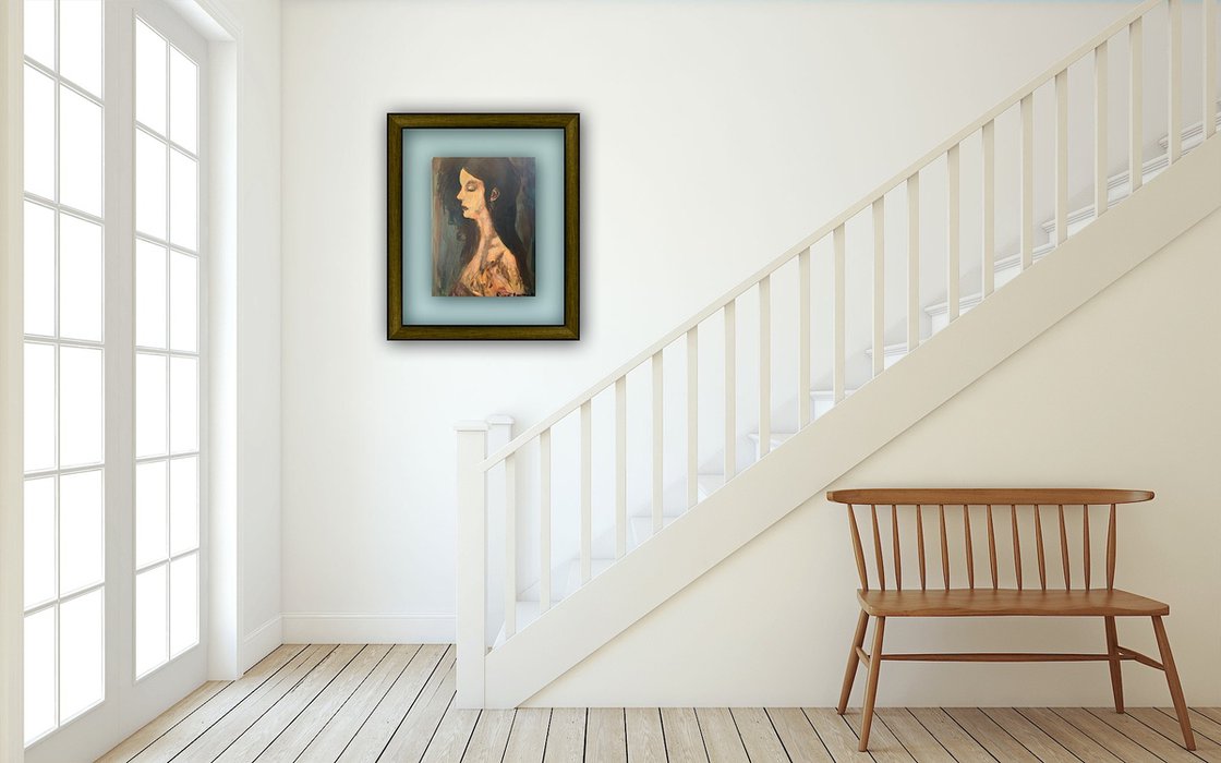 A painting titled 'Head Study of Woman by Ryan  Louder' by Ryan Louder