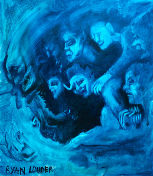 A painting titled 'The Happy Interrogation by Ryan  Louder' by Ryan Louder