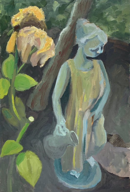 A painting titled 'Statue and A Wilting Rose by Ryan  Louder' by Ryan Louder
