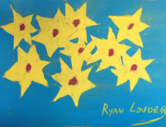 A painting titled 'Yellow Flowers by Ryan  Louder' by Ryan Louder