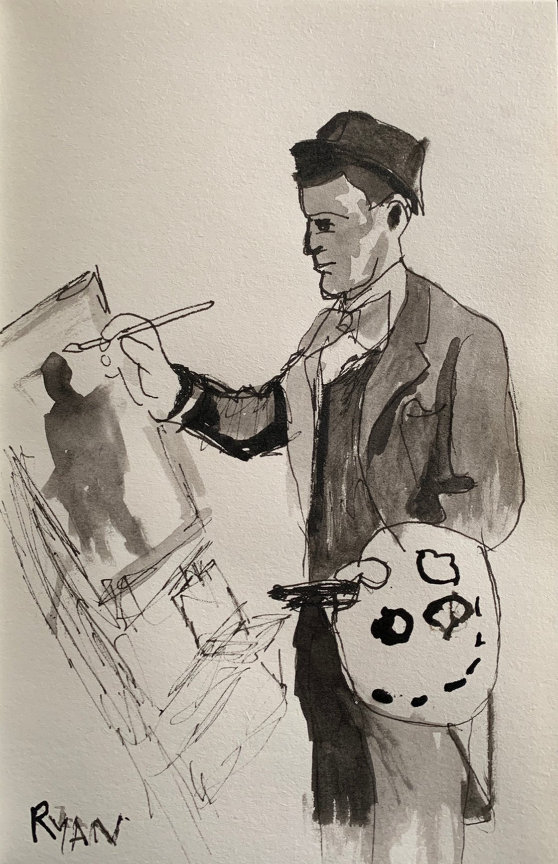 The Artist - Small Ink Drawing 6x9 by Ryan  Louder