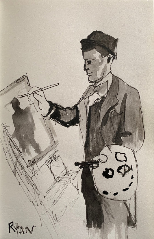 The Artist - Small Ink Drawing 6x9 by Ryan  Louder