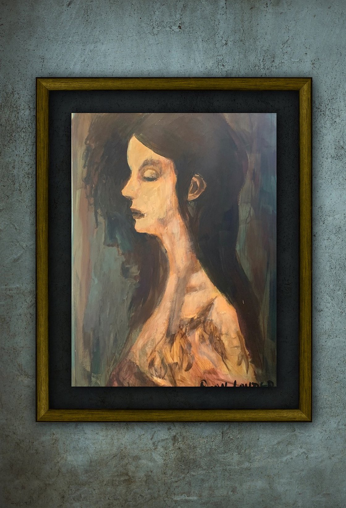 A painting titled 'Head Study of Woman by Ryan  Louder' by Ryan Louder