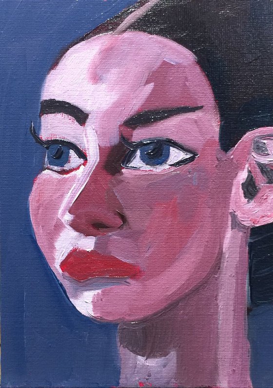 Face of a Woman 7x5 Painting by Ryan Louder