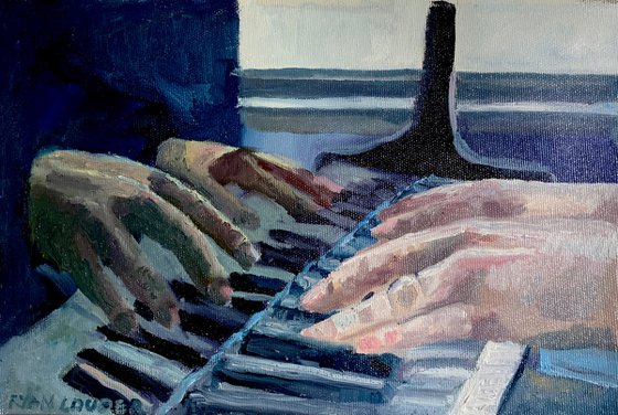 Piano Reflections - Piano Player Painting by Ryan Louder