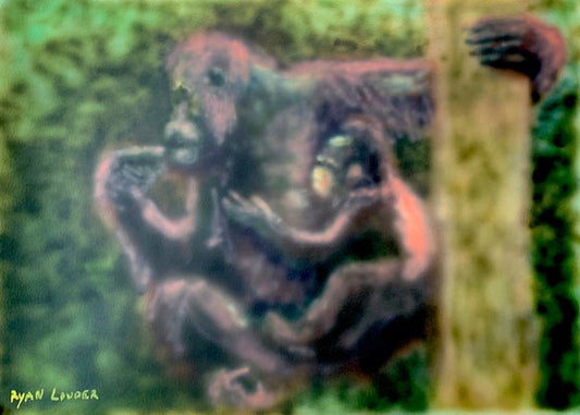 Orangutan and Baby In A Tree Painting by Ryan Louder