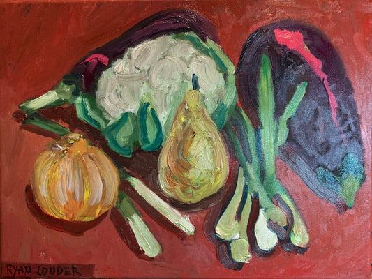 A painting titled 'Organic Vegetables by Ryan  Louder' by Ryan Louder
