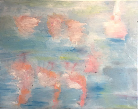 A painting titled 'Flamingo Reflections by Ryan  Louder' by Ryan Louder