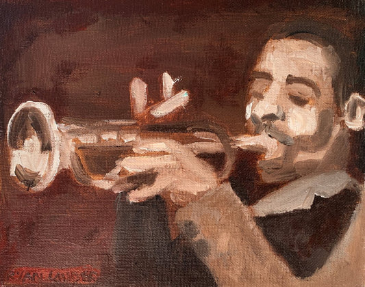 A painting titled 'Jazz Musician by Ryan  Louder' by Ryan Louder