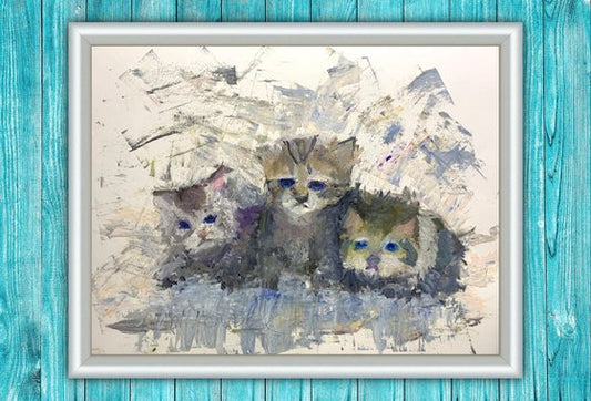 Three Kittens Painting by Ryan Louder