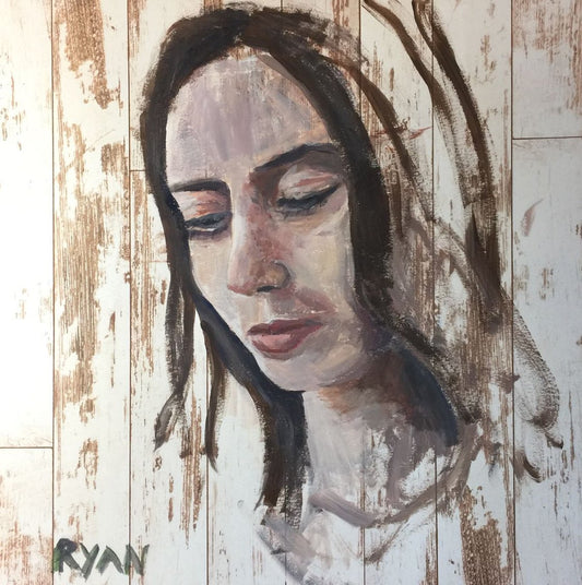 Faces In Wood 3 - Acrylic On Paper - 12"x12" by Ryan  Louder