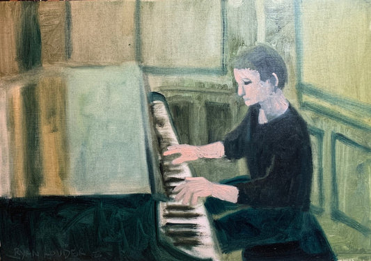 A painting titled 'The Piano Player by Ryan  Louder' by Ryan Louder